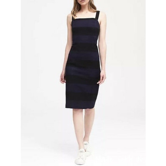 Banana Republic Stripe Bi-Stretch Sheath Dress - Picture 1 of 8